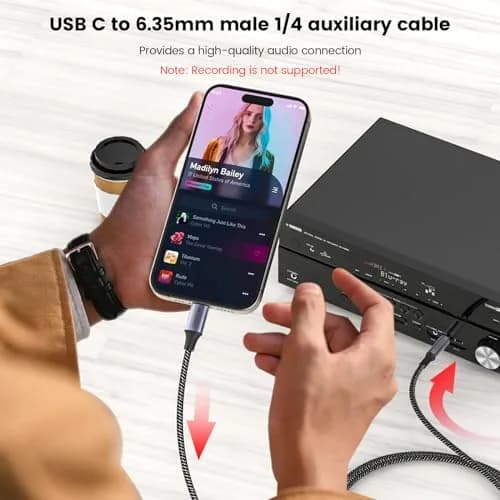 MOSWAG USB C to 1/4 Inch TRS Audio Cable 3m (10ft) | Hi-Fi Stereo Sound for Smartphones to Amplifiers thumbnail 7