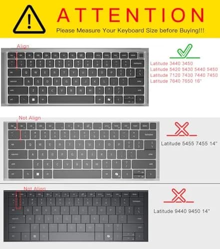 CaseBuy Black Silicone Keyboard Cover Skin for Dell Latitude 3440-2022 Laptops, 14" (35.56 cm) thumbnail 2
