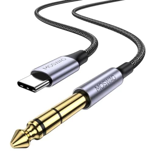 MOSWAG USB C to 6.35mm Audio Cable 2m (6.6ft) | Hi-Fi Stereo Sound for Amps & Speakers thumbnail 1