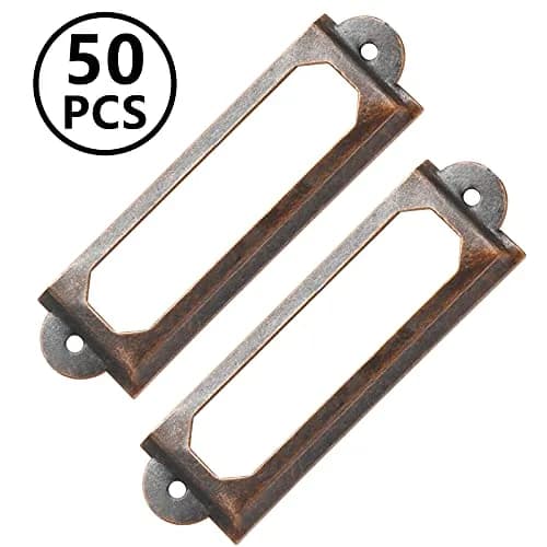 Qjaiune Metal Label Holders 60x17mm Red Bronze (2.36"x0.67") with Screws | Antique Copper Finish, Rust-Resistant, 50-Pack thumbnail 2