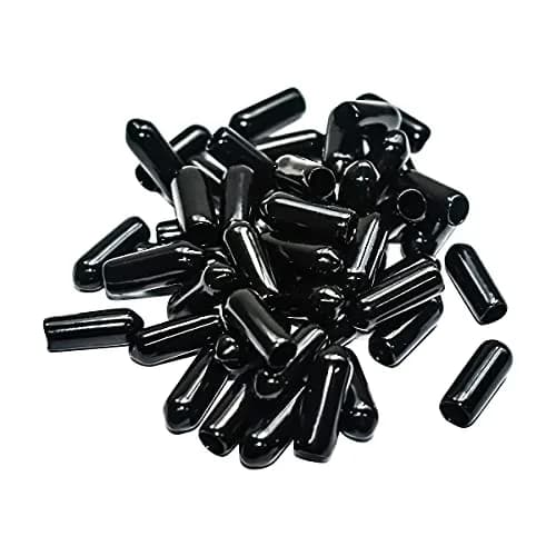 yuntop Black Flexible Rubber End Caps for 5mm-5.5mm Pipes, 50 Count | Protects Threads, Tubes & Rods thumbnail 1