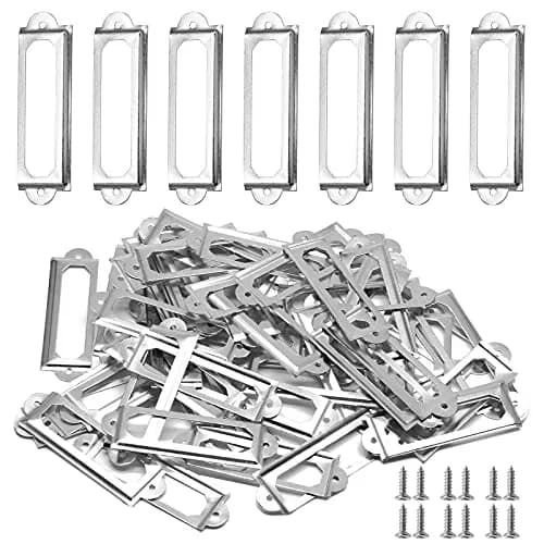 Qjaiune Silver Metal Label Holders 50 PCS | Rust-Resistant Iron with Screws thumbnail 1