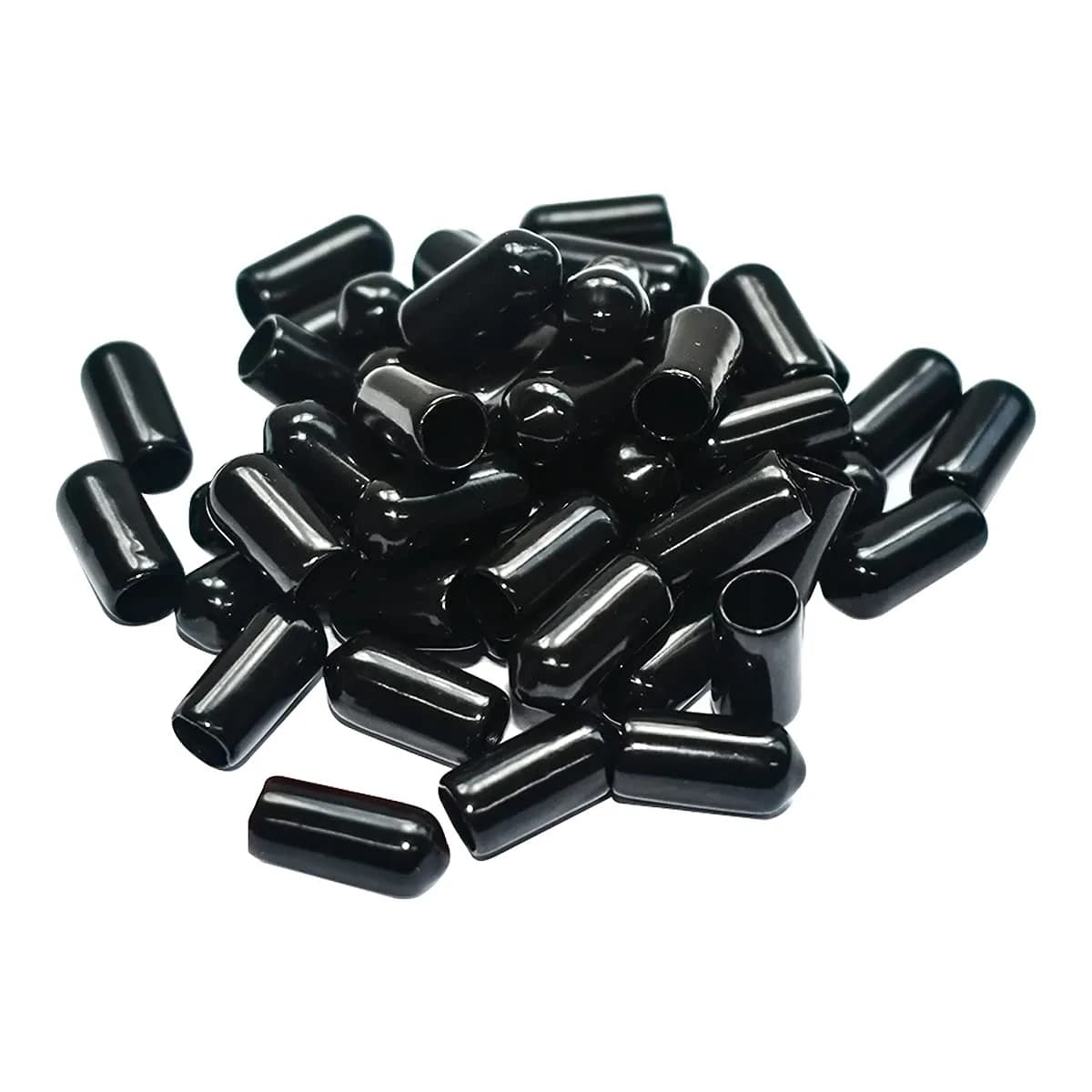 yuntop Black Vinyl Flexible End Caps for Pipes, Tubing & Rods (50-Pack, 6.5mm-7mm) - main product image