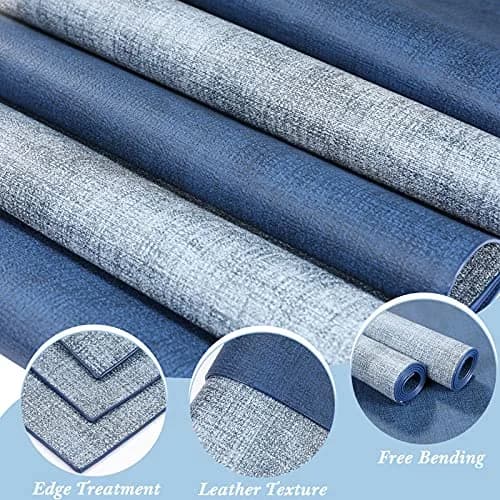 SUEH DESIGN Leather Placemats Set of 6, Navy Blue & Light Blue | Reversible Heat & Water-Resistant Dining Table Mats (43x31 cm) thumbnail 5