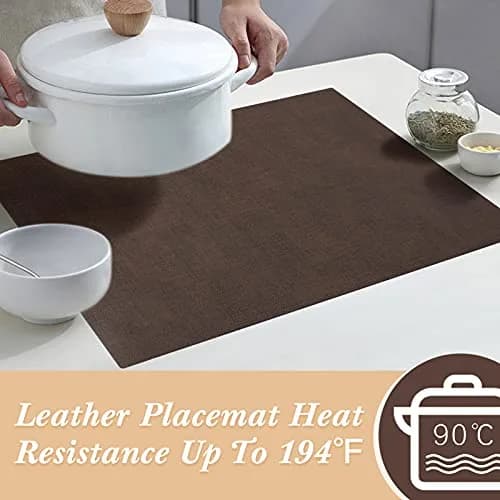 SUEH DESIGN Leather Placemats Set of 6 | Elegant Heat & Water Resistant Table Mats thumbnail 4