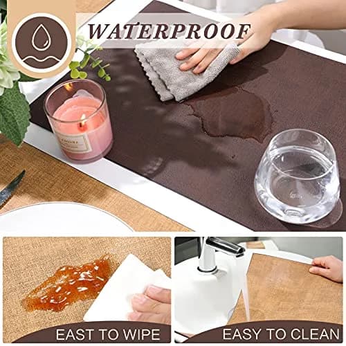 SUEH DESIGN Leather Placemats Set of 6 | Elegant Heat & Water Resistant Table Mats thumbnail 3