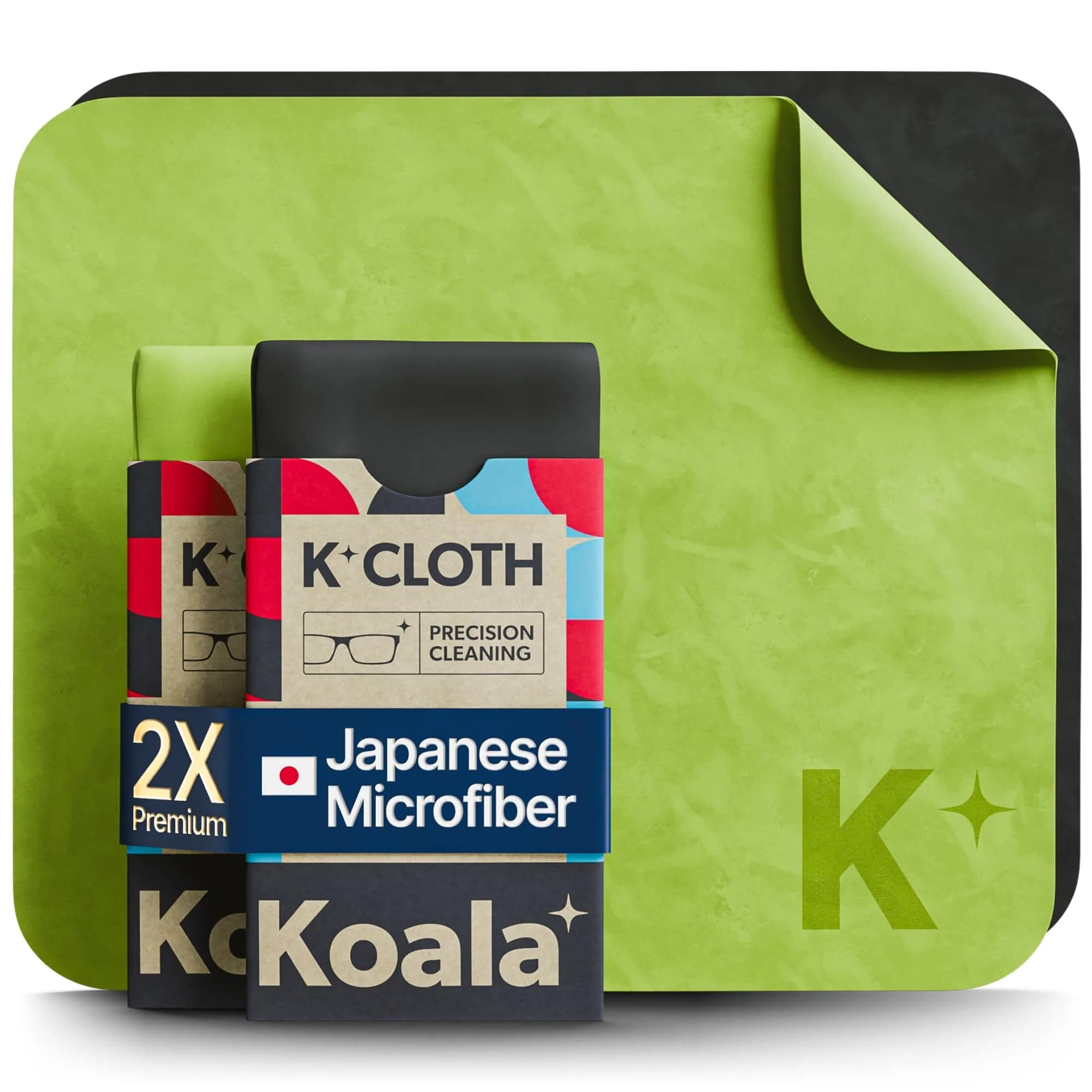 Koala Lifestyle Microfiber Cleaning Cloths - Black & Green (2-Pack) — Black / Green