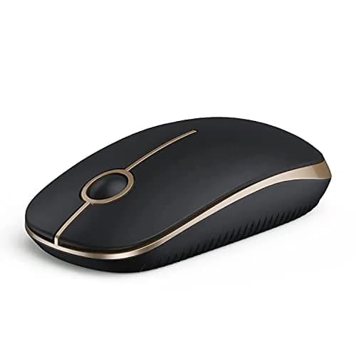 VssoPlor Wireless Mouse, Black and Gold, 4.7 x 2.6 inch (11.9 x 6.6 cm) | Silent Clicking & Stable 2.4GHz Connection thumbnail 1