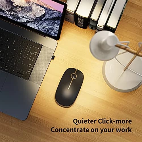 VssoPlor Wireless Mouse, Black and Gold, 4.7 x 2.6 inch (11.9 x 6.6 cm) | Silent Clicking & Stable 2.4GHz Connection thumbnail 7