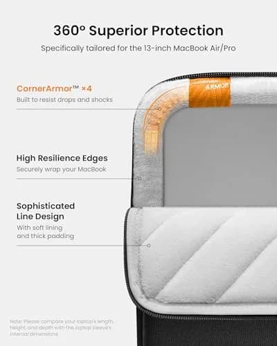 tomtoc 360 Protective Laptop Sleeve Kit for 13-inch MacBook Air M5/A3449 | Military-Grade Shock & Drop Protection thumbnail 5