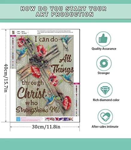 Clendo Christ Diamond Painting Kit for Adults, 5D Full Drill Resin Gem Art with Crucifix Design, 30x40cm | DIY Craft for Home Wall Decor thumbnail 3