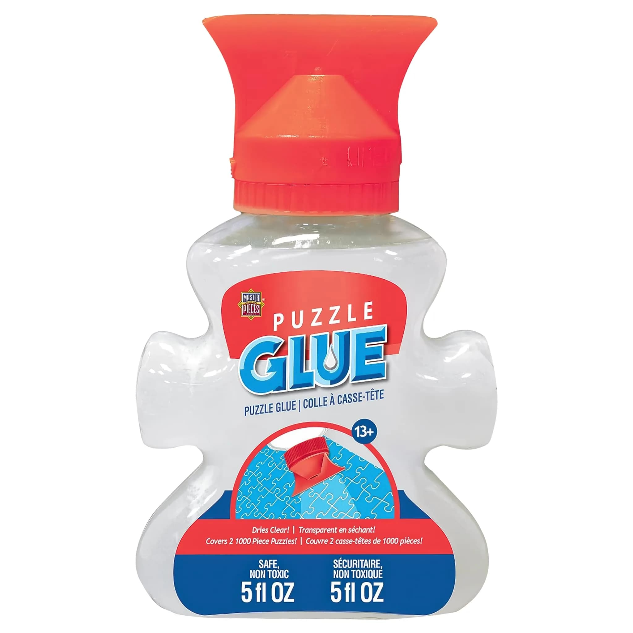 MasterPieces Jigsaw Puzzle Glue Bottle with Spreader, 4 fl oz (118 ml) | Preserves Puzzles — 5oz Shaped Bottle