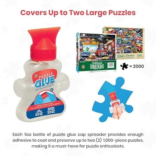 Masterpieces Puzzle Glue 5oz Shaped Bottle - Clear - Vibrant Artwork & Durable Pieces for Teens & Adults thumbnail 4