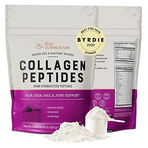Live Conscious Collagen Powder Hydrolyzed Collagen Peptides Type I & III 203g (7.8 oz) | Supports Skin, Hair, Nails & Joints thumbnail 1