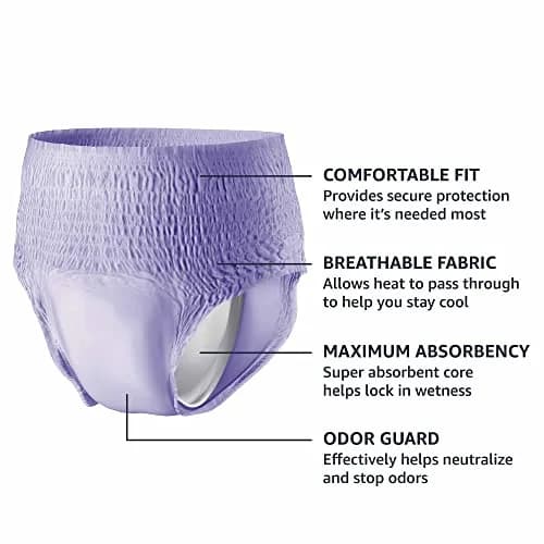 Amazon Basics Postpartum Incontinence Underwear for Women XX-Large Lavender 14 Count | Maximum Absorbency & Odor Control thumbnail 3