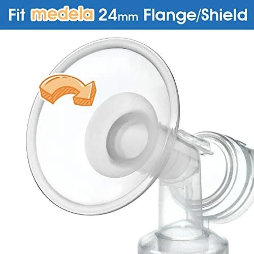 Maymom 21 mm Flange Insert for Medela & Spectra Shields | Reduces Nipple Tunnel to 21 mm (2-Pack, Semi-Clear) thumbnail 4