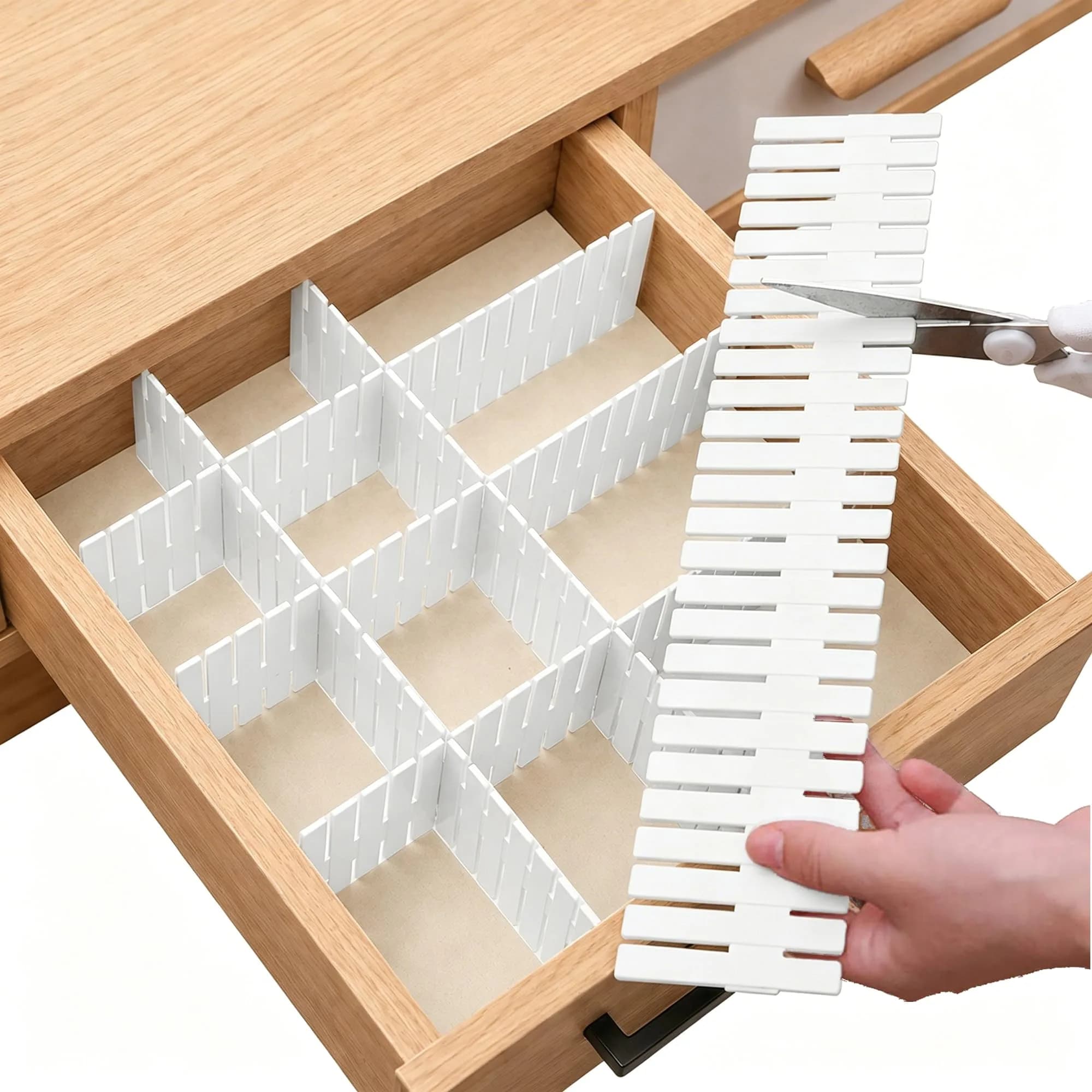Bofoho Adjustable Drawer Dividers 16 Pack | Cut-to-Fit DIY Organizers in White — White 32pcs
