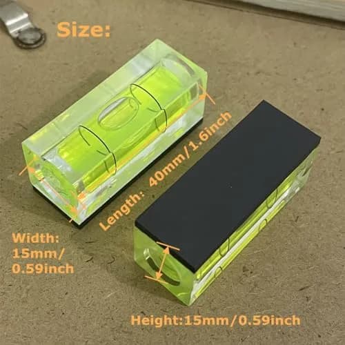 LAIESYA Magnetic Square Bubble Spirit Levels Set 15x15x40mm (0.59x0.59x1.6 inch) | Precision Horizontal Measuring Tool thumbnail 2