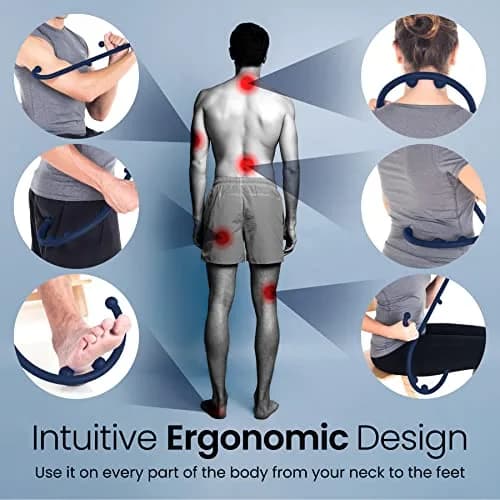 LiBa Trigger Point Hook Massager Navy | Deep Tissue Muscle Knot Relief for Neck, Back, and Full Body thumbnail 5