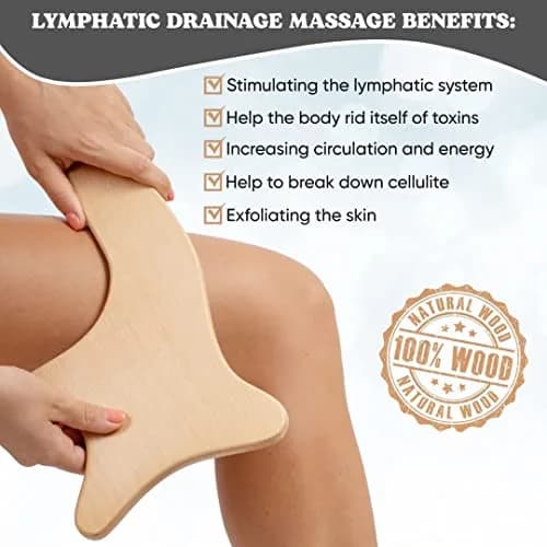 GustoGoods Lymphatic Drainage Paddle & Dry Skin Brush Set | 12 inch (30.48 cm) Paddle, Natural Bristle Brush thumbnail 2