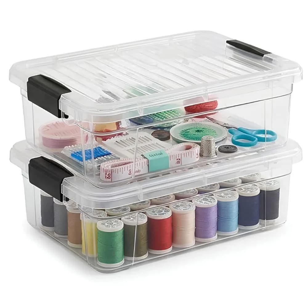Superio 2.3 Quart Clear Plastic Storage Containers with Lids | Stackable BPA-Free Organizer Boxes - main product image