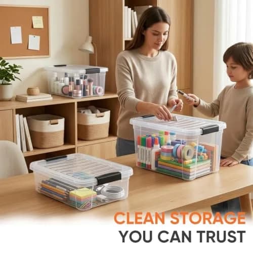 Superio 2.3 Quart Clear Plastic Storage Containers with Lids | Stackable BPA-Free Organizer Boxes thumbnail 6