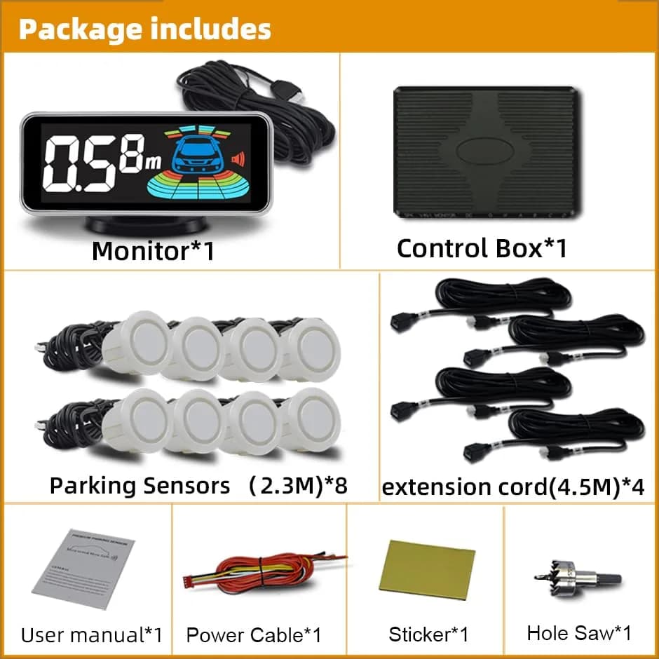 ELSNU 8-Sensor Parking Assist System with Digital Display & Voice Alerts, 12V DC | Front & Rear Detection thumbnail 6