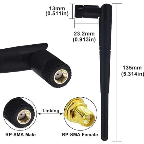 Boobrie Dual Band WiFi Antenna 8dBi High Gain 2.4GHz 5GHz 5.8GHz | Omni-Directional RP-SMA Male thumbnail 3