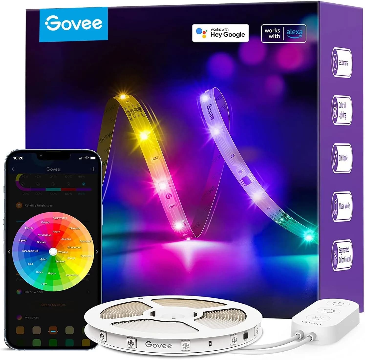 Govee RGBIC LED Strip Lights 5m (16.4ft) | Voice Control, Music Sync, AI Lighting