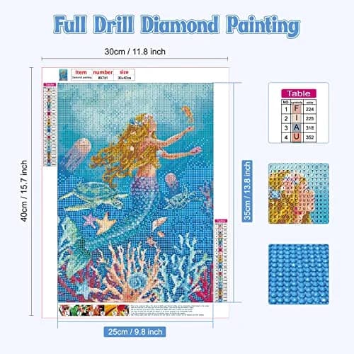 NAIMOER Mermaid Diamond Art Kits for Adults, 5D Full Drill Nautical Fish Painting 30cm x 40cm | DIY Craft for Home Wall Decor thumbnail 2