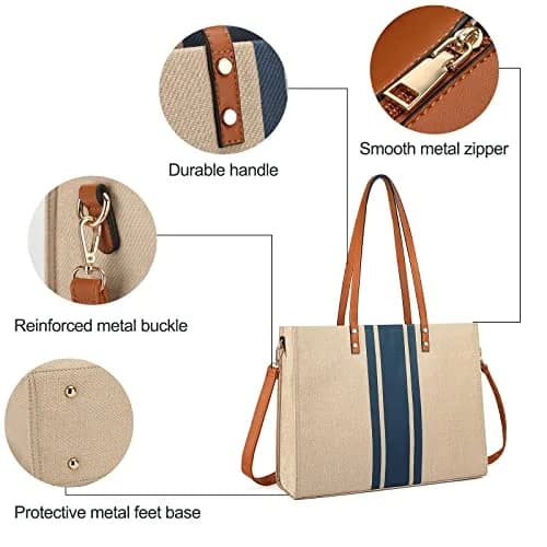 BOLOSTA Laptop Tote Bag for Women Fits 15.6 Inch | Stylish Canvas Work Tote for Travel & Daily Use thumbnail 5