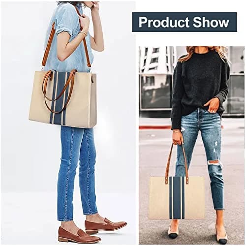 BOLOSTA Laptop Tote Bag for Women Fits 15.6 Inch | Stylish Canvas Work Tote for Travel & Daily Use thumbnail 2