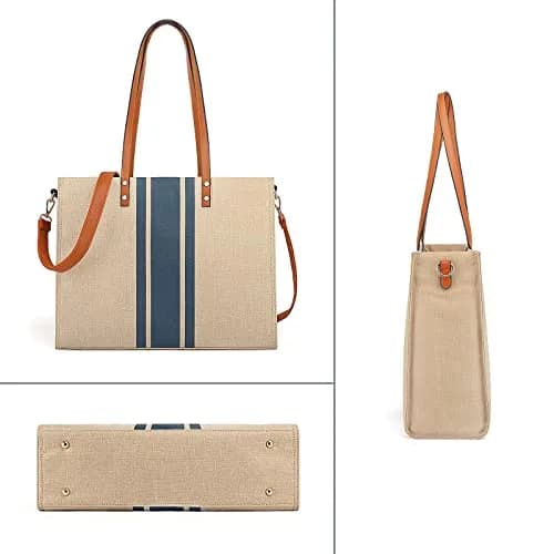 BOLOSTA Laptop Tote Bag for Women Fits 15.6 Inch | Stylish Canvas Work Tote for Travel & Daily Use thumbnail 3