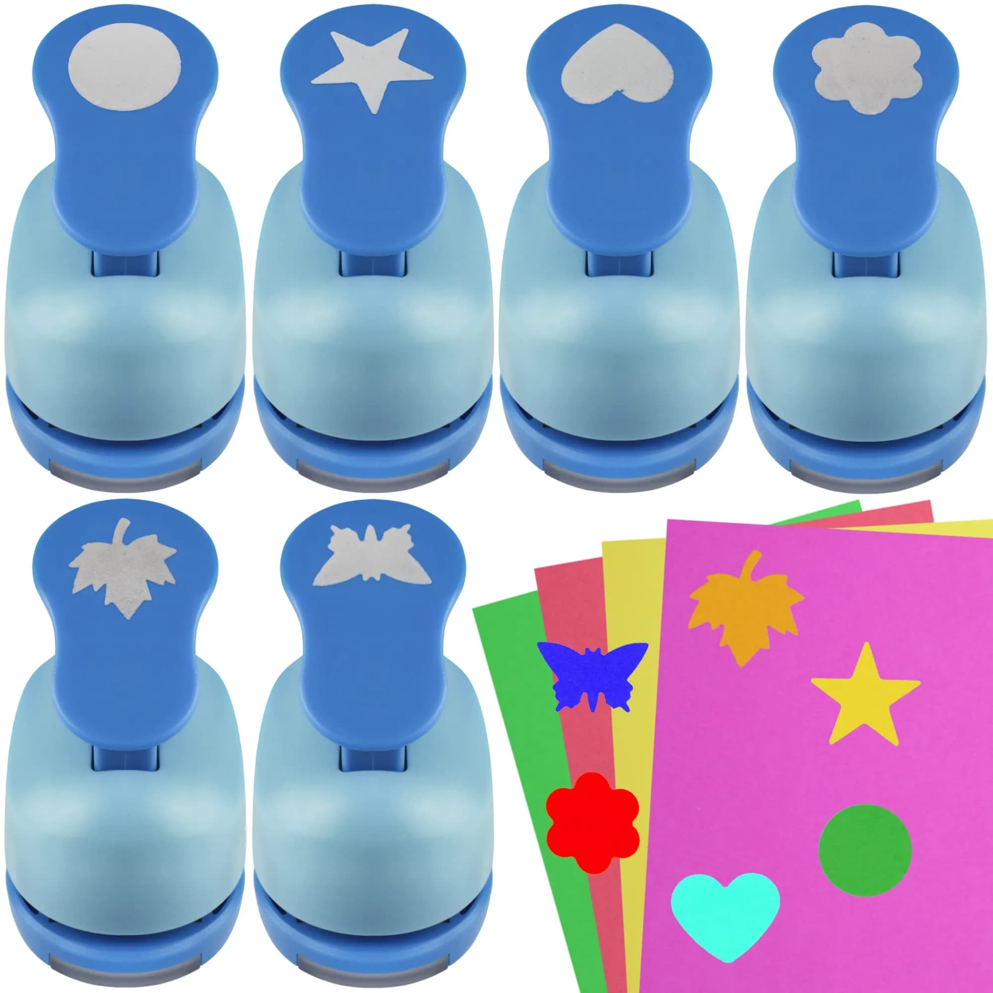 ECOHU Set of 5 Circle Paper Punches | 7.62 cm (3'') to 5.08 cm (2'') Crafting Sizes — Blue & white