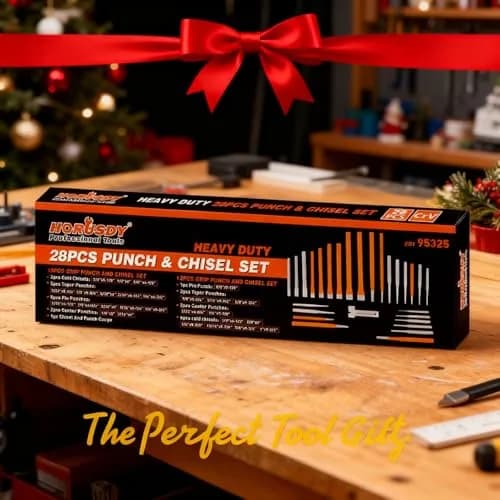 HORUSDY 28-Piece Heavy Duty Punch and Chisel Set | Chrome Vanadium Steel, 28 Tools, Storage Bag thumbnail 3
