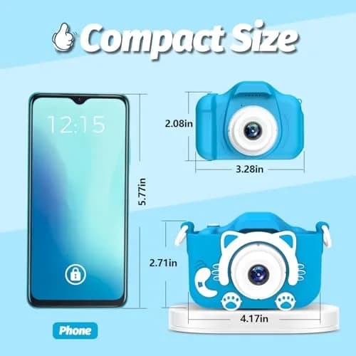 Goopow Kids Camera Toys for 3-8 Year Old Girls Boys, Children Digital Video Camcorder Camera with Cartoon Soft Cover, Best Chritmas Birthday Festival Gift for Kids - 32G SD Card Included thumbnail 2