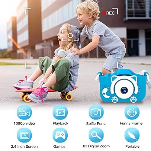 Goopow Kids Camera Toys for 3-8 Year Old Girls Boys, Children Digital Video Camcorder Camera with Cartoon Soft Cover, Best Chritmas Birthday Festival Gift for Kids - 32G SD Card Included thumbnail 3