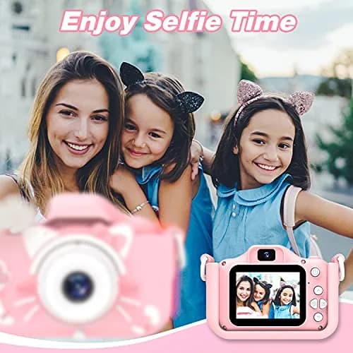Goopow Kids Digital Camera Pink-Cat | 1080P HD Video, 8X Digital Zoom, 32GB SD Card Included thumbnail 4