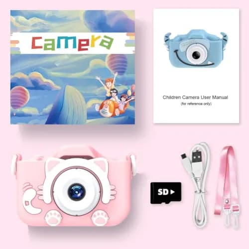Goopow Kids Digital Camera Pink-Cat | 1080P HD Video, 8X Digital Zoom, 32GB SD Card Included thumbnail 8