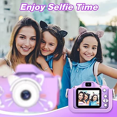 Goopow Kids Digital Camera Purple-Cat | 12MP (1440x1080) HD Video, 8x Digital Zoom, 2" LCD Screen, 32GB Card Included thumbnail 4