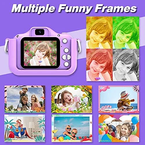 Goopow Kids Digital Camera Purple-Cat | 12MP (1440x1080) HD Video, 8x Digital Zoom, 2" LCD Screen, 32GB Card Included thumbnail 5