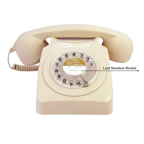 Benotek Retro Rotary Dial Telephone Ivory | Classic 1980s European Style Wired Landline Phone thumbnail 2
