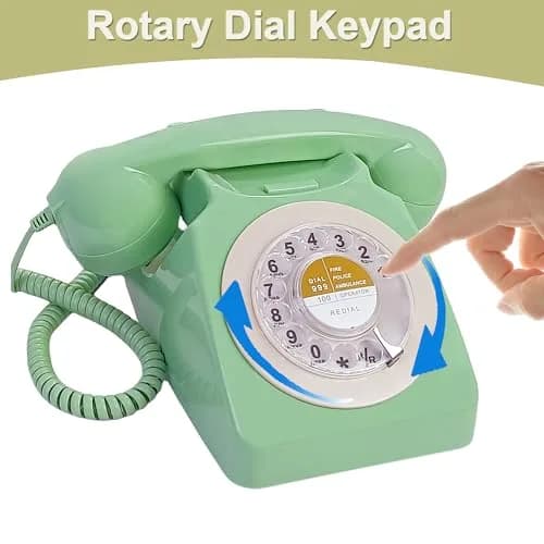 Benotek Vintage Retro Rotary Dial Landline Phone | Classic 1980s European Style, Bright Colors, Durable, Plug & Play, Ideal for Home & Office thumbnail 4