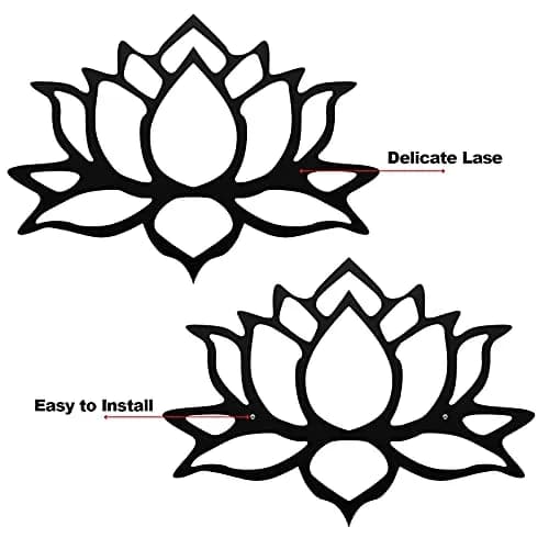 Ferraycle Black Metal Lotus Flower Wall Decor Set | 30 cm (11.8 inch) Diameter thumbnail 2