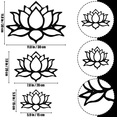 Ferraycle Black Metal Lotus Flower Wall Decor Set | 30 cm (11.8 inch) Diameter thumbnail 3