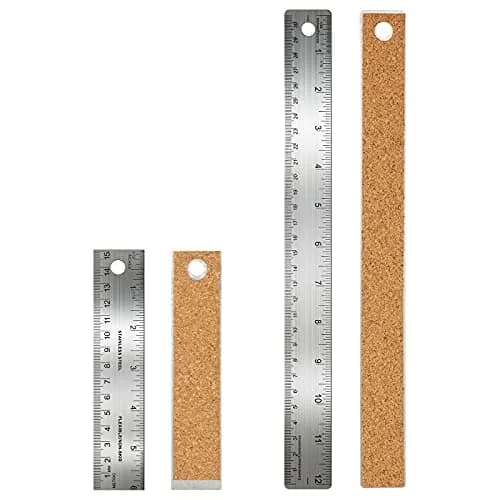 Frienda Metal Ruler with Cork Backing 15cm (6 Inch) & 30cm (12 Inch) | Non-Slip Straight Edge for Precise Measuring thumbnail 1
