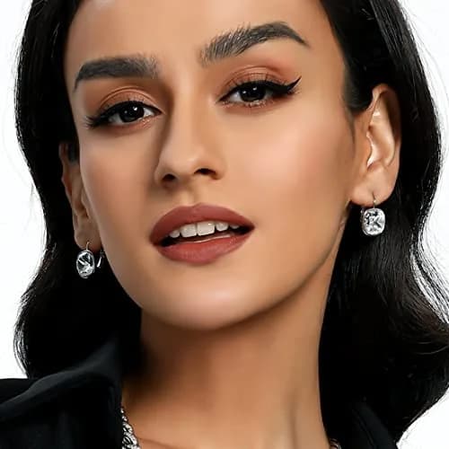MDFUN White Bella Crystal Drop Earrings 12 mm (0.47 in) | Hypoallergenic 18K White Gold Plated Jewelry for Women thumbnail 4