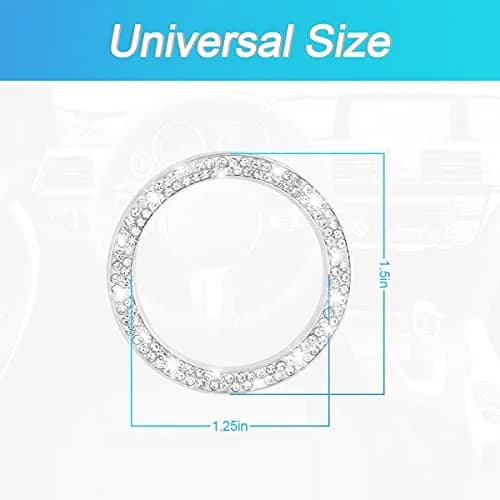 AUKEPO Car Start Button Ring Stickers, Double Silver | Sparkling Interior Decor, Universal Fit thumbnail 3