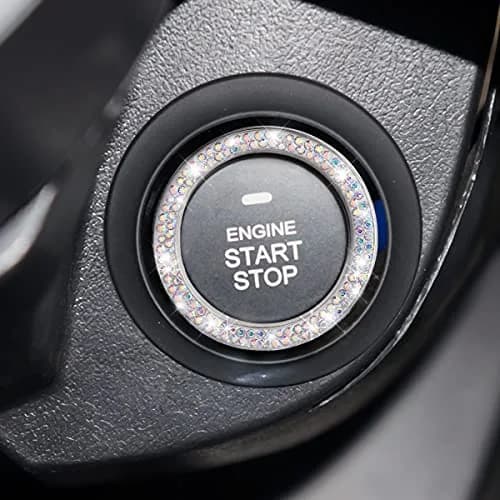 AUKEPO Silver Crystal Rhinestone Push Start Button Ring Sticker | 3.8 cm (1.5 inch) Diameter thumbnail 6