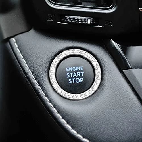 AUKEPO Silver Crystal Rhinestone Push Start Button Ring Sticker | 3.8 cm (1.5 inch) Diameter thumbnail 7